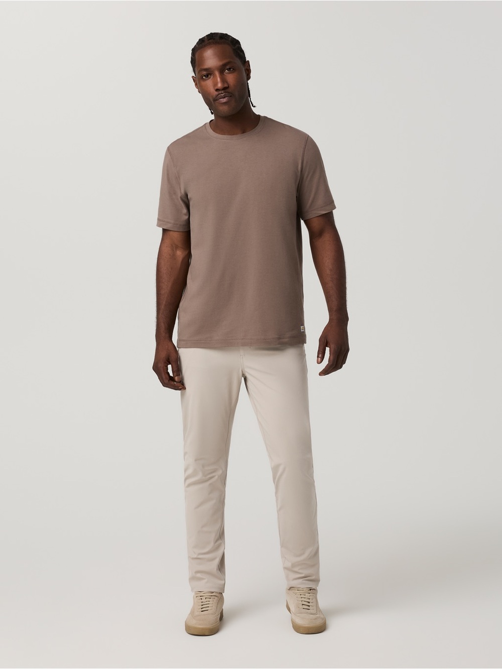 Vuori Short Sleeve Crew Tee in Taupe Brown